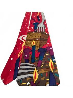 Vintage 1991 The Beatles Birthday Silk Tie - Colorful Candle Design